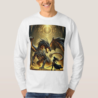 T-shirt Clash légendaire : Moulten Gold Dragon & Warrior