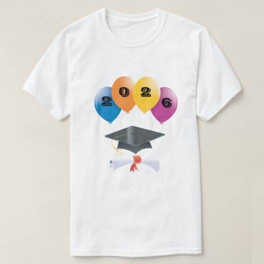 T-shirt Class of 2026 Graduation Balloons Graduate Diploma (Design devant)