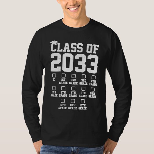 T-shirt Class Of 2033 Grow With Me Check Mark First Day Of (Devant)