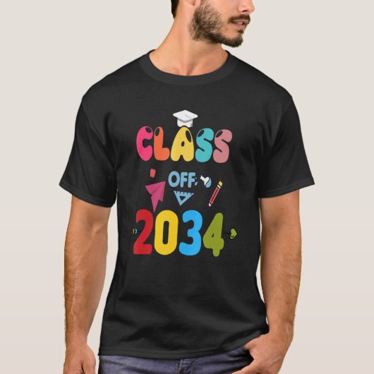 T-shirt Class Of 2034 Grow With Me First Day Of School (Devant)