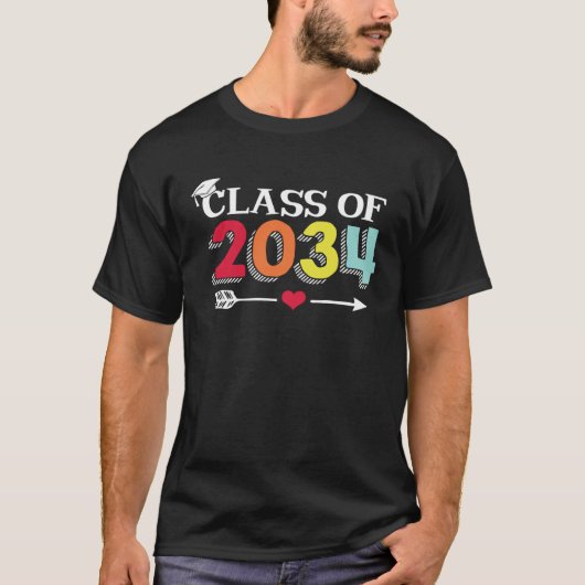 T-shirt Class Of 2034 Grow With Me Kindergarten K 12 Arrow (Devant)
