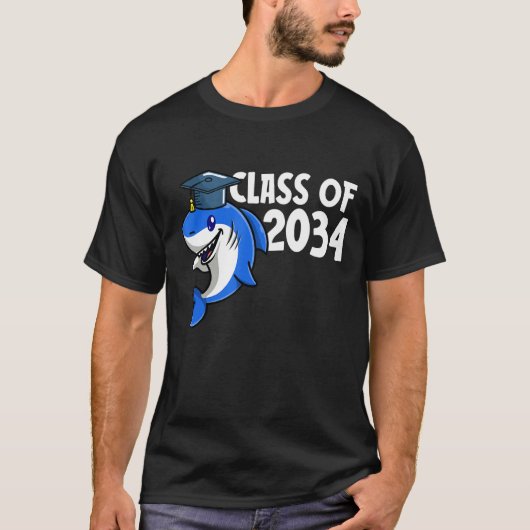 T-shirt Class Of 2034 Shark Graduate Pre K Kindergarten Pr (Devant)