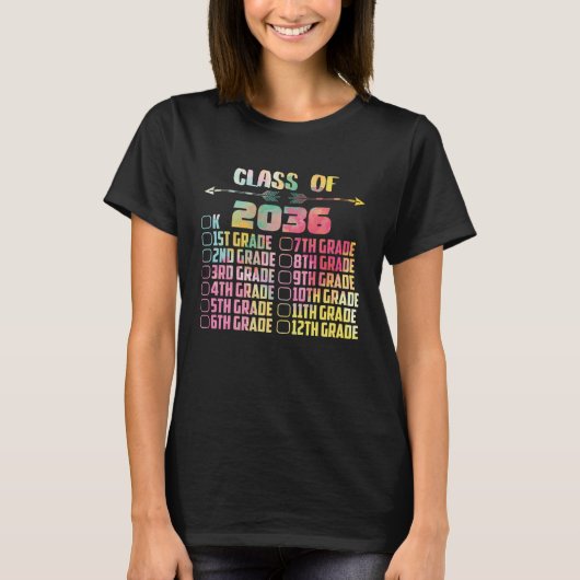 T-shirt Class Of 2036 Students Handprint Checklist (Devant)