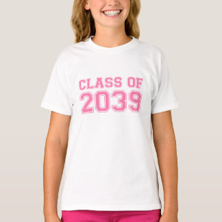 T-shirt Class of 2039 Pink Varsity Future Graduate
