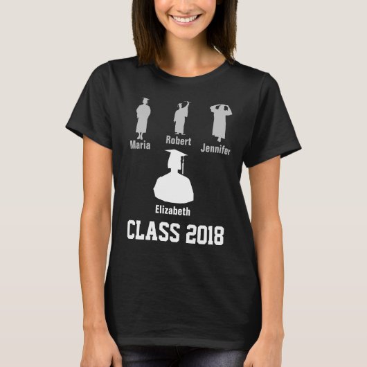 T-shirt Classe 2018 drôle élégant personnalisable noir (Devant)