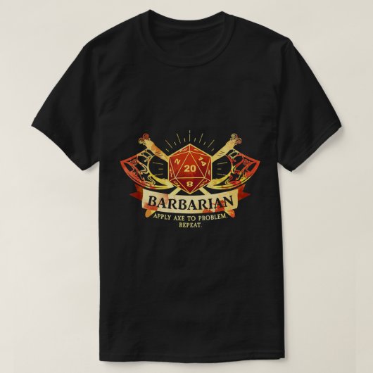 T-shirt Classe barbare D20 Tabletop Dungeons RPG Dragons (Design devant)