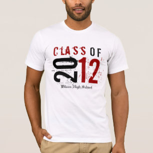 T-shirt Classe de 2012 rouges/noir (écrivez le nom de