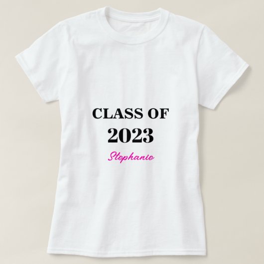 T-shirt Classe De 2023 Moderne Monogramme Rose Mete Gradua (Design devant)