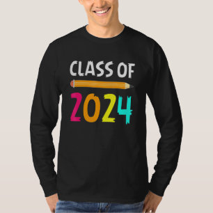 T-shirt Classe De 2024 Croissance Avec Moi Couleurs Crayon