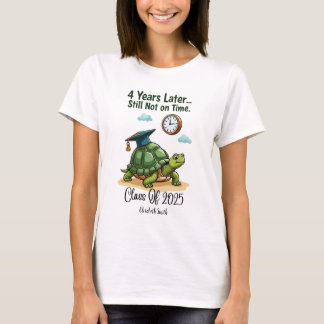 T-shirt Classe De 2025 Drôle Cartoon Tortoise Graduation