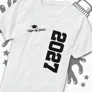 T-shirt Classe de 2027 Graduation Sign My Shirt Senior 202