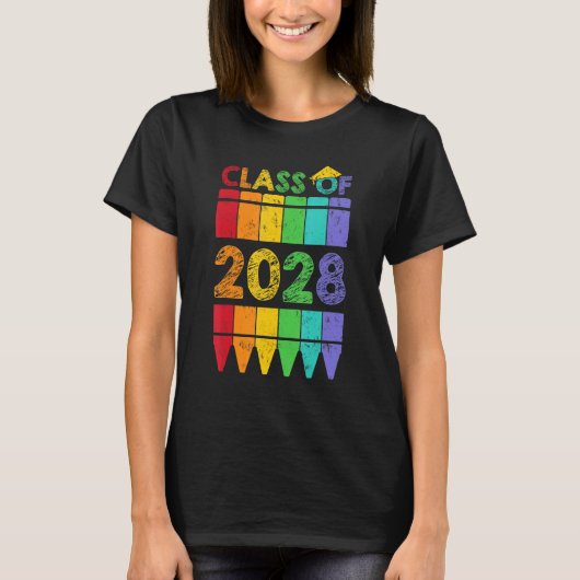 T-shirt Classe De 2028 Augmenter Avec Moi Graduation Premi (Devant)