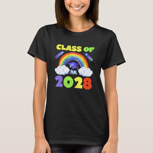 T-shirt Classe De 2028 Rainbow Growing School Professeur S (Devant)