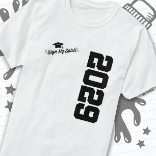 T-shirt Classe de 2029 Graduation Sign My Shirt Senior 202
