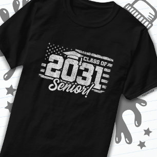 T-shirt Classe de 2031 Graduation American Flag Senior 203