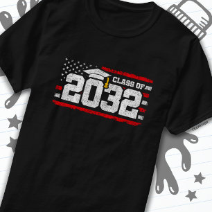 T-shirt Classe de 2032 Graduation American Flag Senior 203