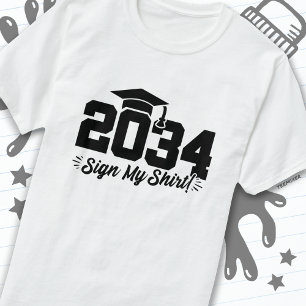 T-shirt Classe de 2034 Graduation Sign My Shirt Senior 203