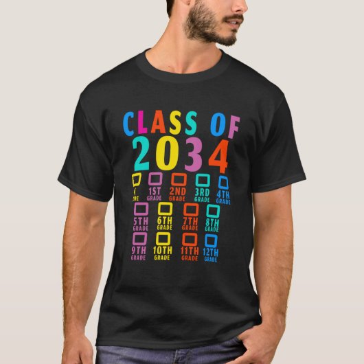 T-shirt Classe de 2034 Grow With Me Checklist Graduation o (Devant)