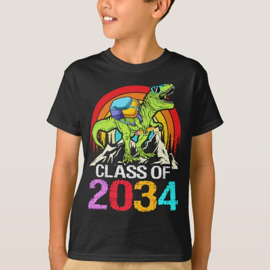 T-shirt Classe de 2034 Grow With Me Dinosaur retour à l'éc (Devant)