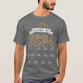 T-shirt Classe de 2034 Grow with me Handprint Leopard Pre-