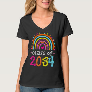 T-shirt Classe De 2034 Rainbow Pink Graduate Préscolaire T