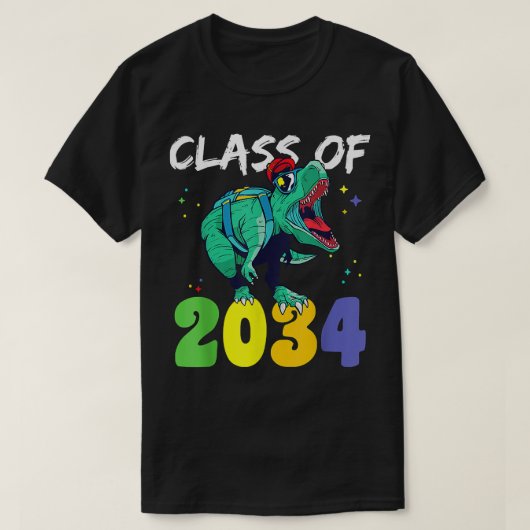 T-shirt Classe de 2034 T Re Dino Grow With Me Kindergarten (Design devant)