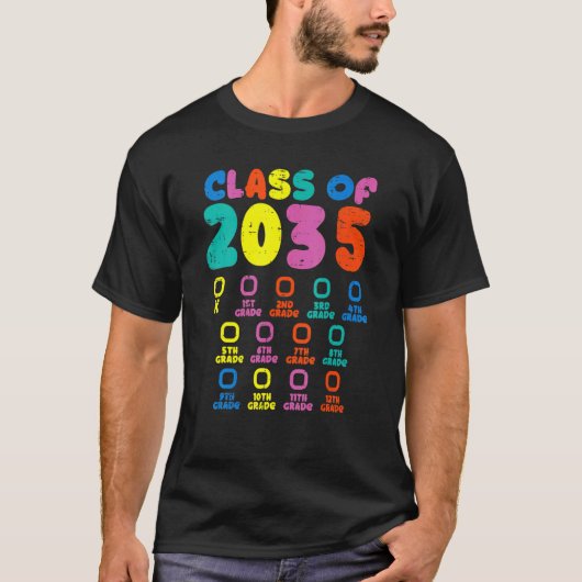 T-shirt Classe De 2035 Augmenter Avec Moi Checklist Gradua (Devant)