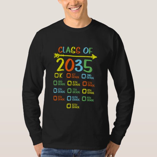 T-shirt Classe De 2035 Augmenter Avec Moi Checklist Kinder (Devant)