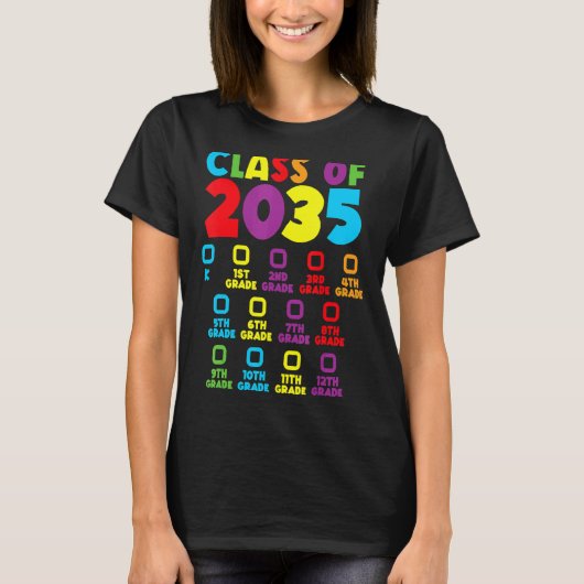 T-shirt Classe De 2035 Augmenter Avec Moi Checklist Kinder (Devant)