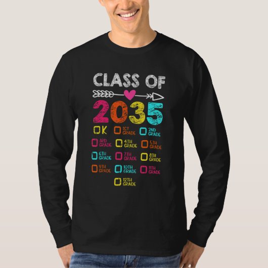 T-shirt Classe De 2035 Pré K Primaire Diplôme Dernier Jour (Devant)