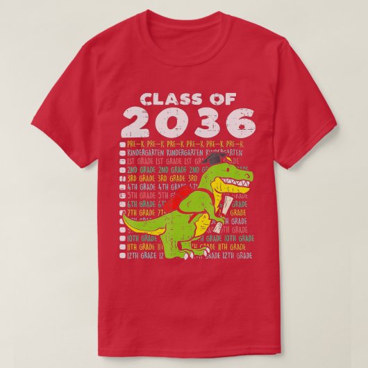 T-shirt Classe De 2036 Trex Dino Graduation Croissance Ave (Design devant)