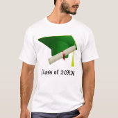 T-shirt Classe de 20XX Graduation Casquette vert, Diplôme  (Devant)