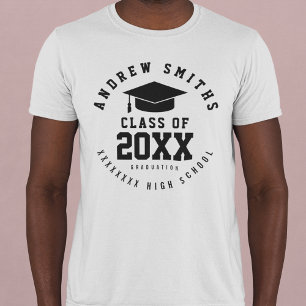 T-shirt Classe De Diplôme De (Année) Nom Personnalisé Blan