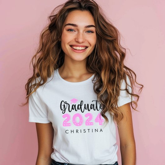 T-shirt Classe De Diplômés Rose De 2024