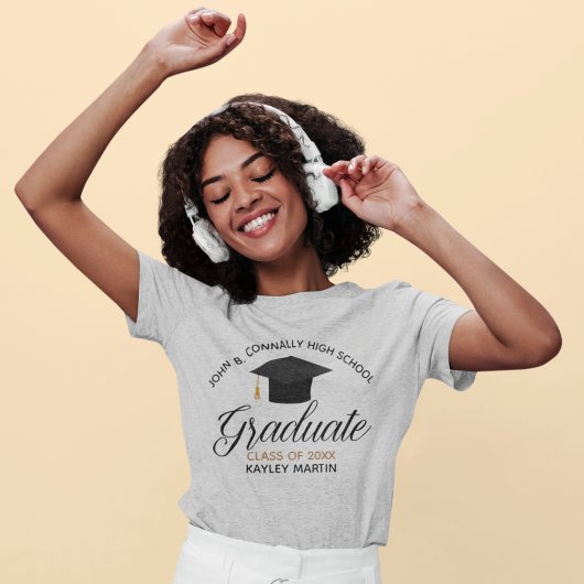 T-shirt Classe de graduation personnalisée de 2025 Nom de 