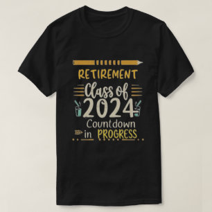 T-shirt classe de retraite de 2024 compte à rebours en cou