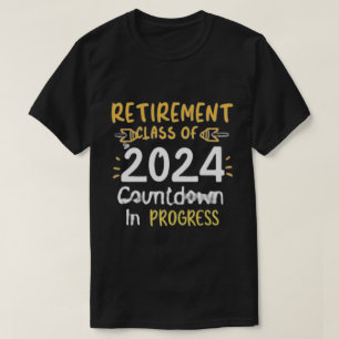 T-shirt classe de retraite de 2024 compte à rebours en cou