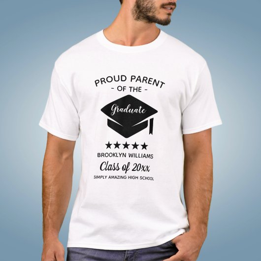 T-shirt Classe De Texte Année Nom Fier Parent Du Diplômé