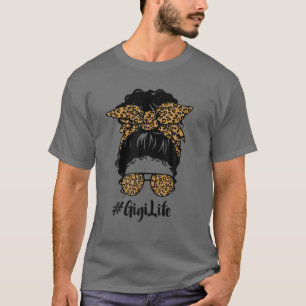 T-shirt Classe Gigi Life Messy Cheveux Bun Leopard Femmes 