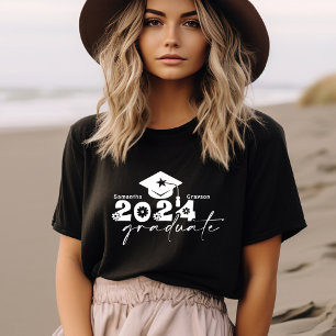 T-shirt Classe Graduate Personnalisée de 2024 Noir & Blanc