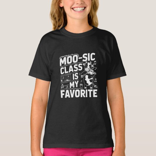 T-shirt Classe Moo-sic est ma Favorite Funny Moo Cow Schoo (Devant)