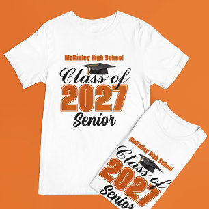 T-shirt Classe orange 2027 Senior High School personnalisé
