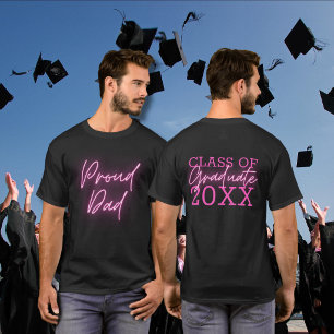T-shirt Classe Papa Fière de 2024 Graduate Neon Pink Scrip