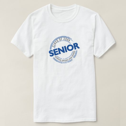 T-shirt Classe supérieure bleue d'insigne en détresse (Design devant)