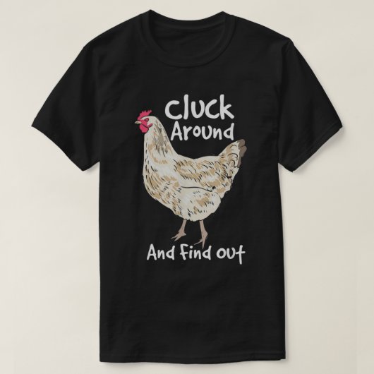 T-shirt Classez Autour Et Découvrez Blanc Hen Poult Drôle  (Design devant)