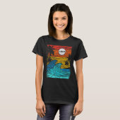 T-shirt Classic 80 90s Surf Hawaii Hawaii Waves Art Prin (Devant entier)