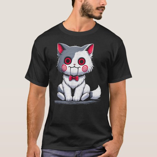 T-shirt Classic Cat Cute Animal Horror Kitten Cat Hallowee (Devant)