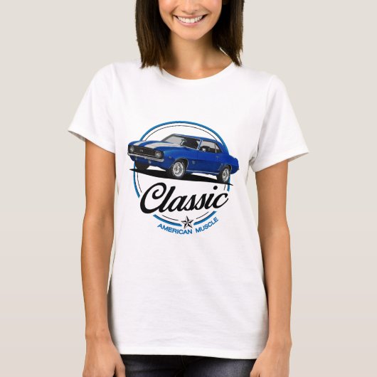 T-shirt Classic de Camaro Bleu (Devant)