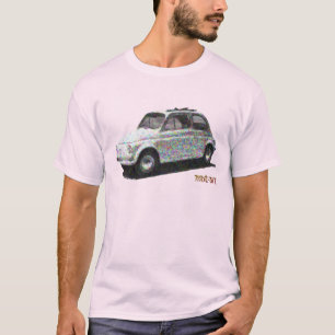 T-shirt Classic Fiat 500 en blanc sur rose clair