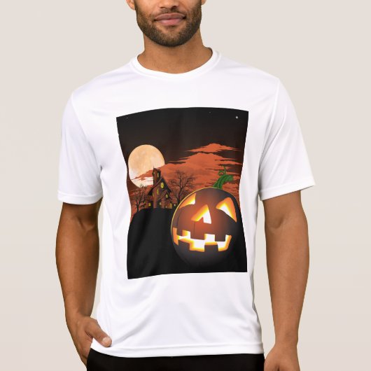 T-shirt Classic Halloween Jack-O-Lantern Creepy House (Devant)